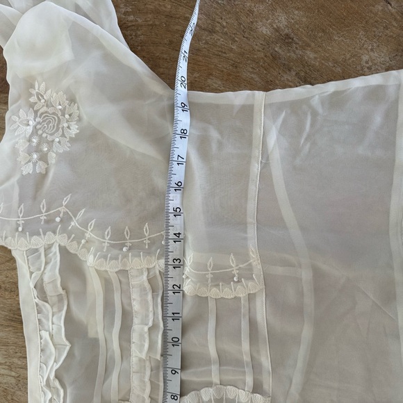 LC Lauren Conrad Sheer Embroidered Ruffle Blouse - Picture 11 of 11